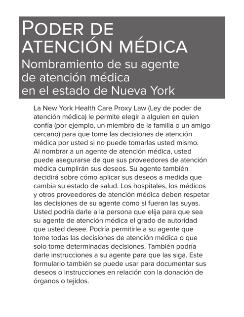 Formulario 1431 Formulario Para El Poder De Atencion Medica - New York (Spanish)