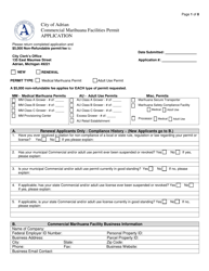 Commercial Marihuana Facilities Permit Application - City of Adrian, Michigan, Page 2