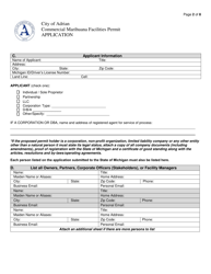 Commercial Marihuana Facilities Permit Application - City of Adrian, Michigan, Page 3