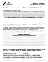 Form DOC05-094ES Witness Statement - Washington (English/Spanish)