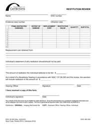 Document preview: Form DOC05-363 Restitution Review - Washington