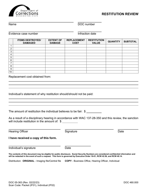 Form DOC05-363  Printable Pdf
