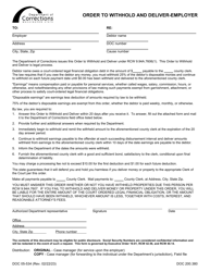 Document preview: Form DOC05-534 Order to Withhold and Deliver-Employer - Washington