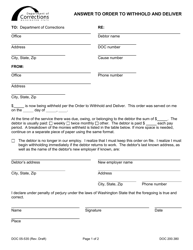 Document preview: Form DOC05-535 Answer to Order to Withhold and Deliver - Washington