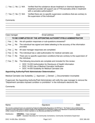 Form DOC14-055 Suitability for Medical Cannabis Use - Washington, Page 2