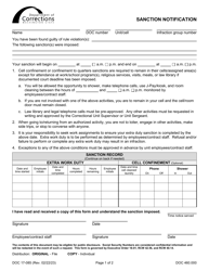 Document preview: Form DOC17-085 Sanction Notification - Washington