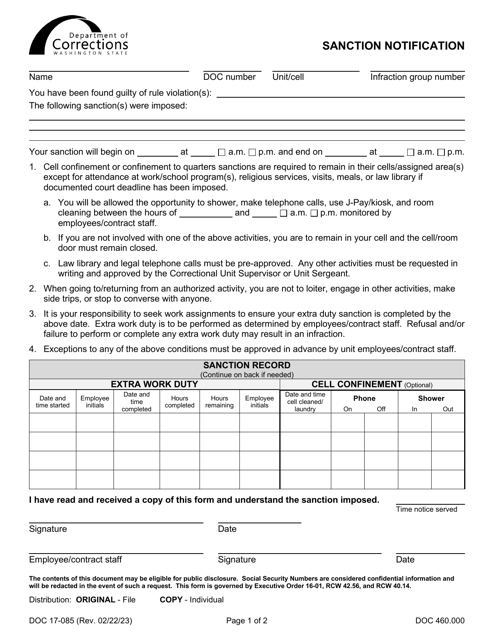 Form DOC17-085  Printable Pdf