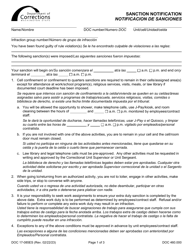 Document preview: Form DOC17-085ES Sanction Notification - Washington (English/Spanish)