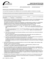 Form DOC17-085ES Sanction Notification - Washington (English/Spanish)