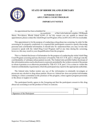 Document preview: Form Superior-78 Important Notice - Adult Drug Court Program - Rhode Island