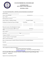 Document preview: Form Superior-26 Referral Form - Adult Drug Court Program - Rhode Island