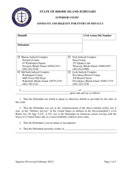 Form Superior-49 Affidavit and Request for Entry of Default - Rhode Island