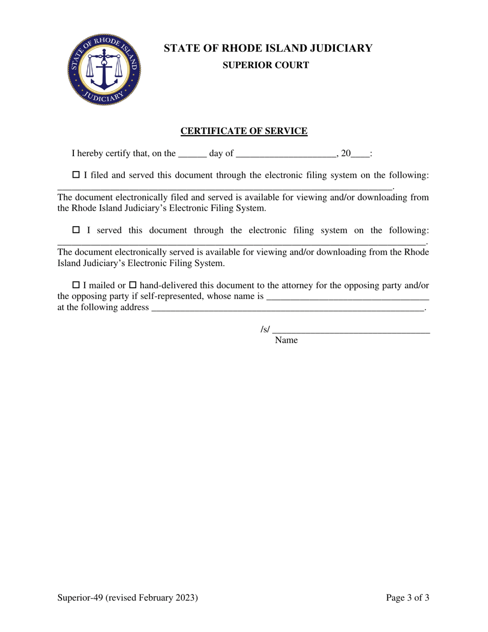 Form Superior-49 Affidavit and Request for Entry of Default - Rhode Island, Page 3