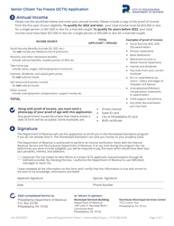Senior Citizen Tax Freeze Program (Sctx) Application - City of Philadelphia, Pennsylvania, Page 2