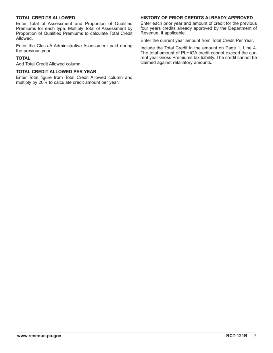 Form RCT-121B Gross Premiums Tax - Foreign Life or Foreign Title Insurance Companies - Rhode Island, Page 11