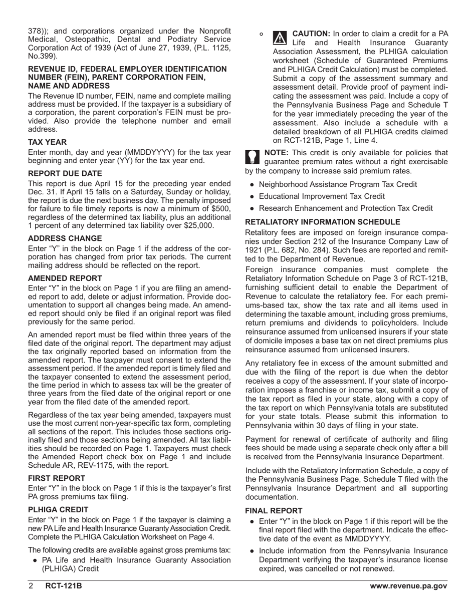 Form RCT-121B Gross Premiums Tax - Foreign Life or Foreign Title Insurance Companies - Rhode Island, Page 6