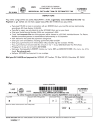 Document preview: Form SC1040ES Individual Declaration of Estimated Tax - South Carolina, 2023