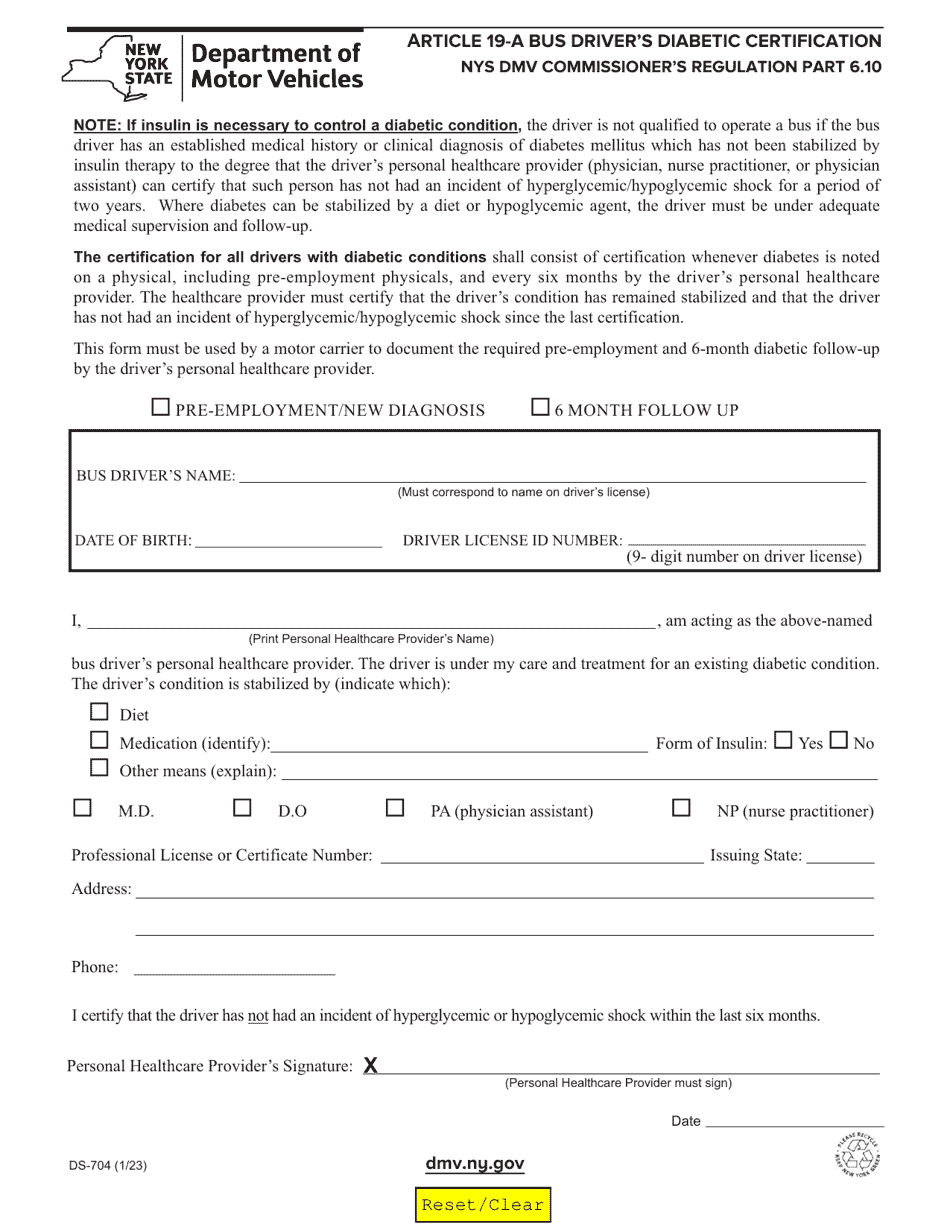 Form DS-704 Download Fillable PDF or Fill Online Article 19-a Bus ...