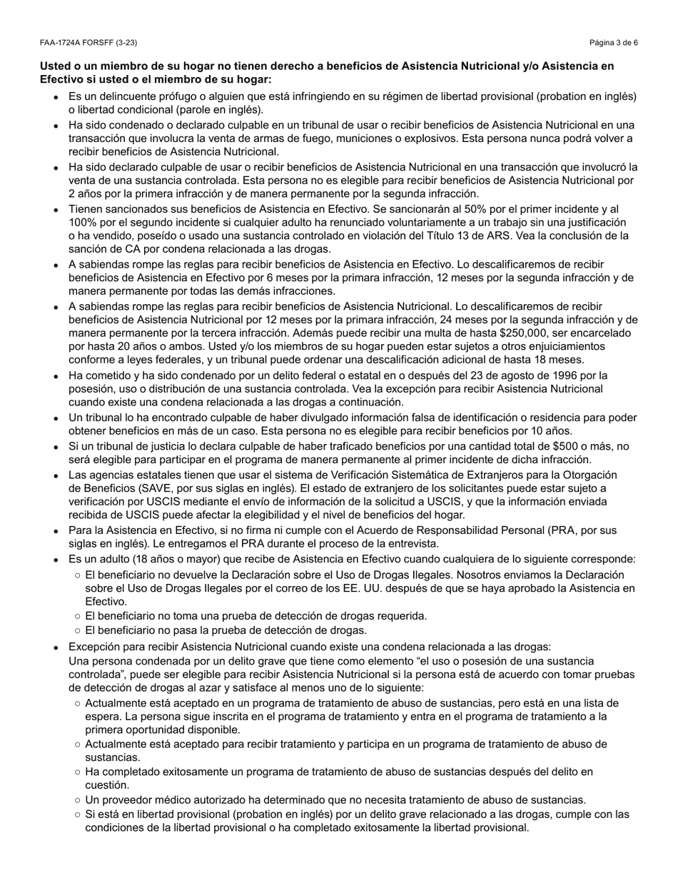 Formulario FAA-1724A-S Paginas De Firma De La Solicitud - Arizona (Spanish), Page 3