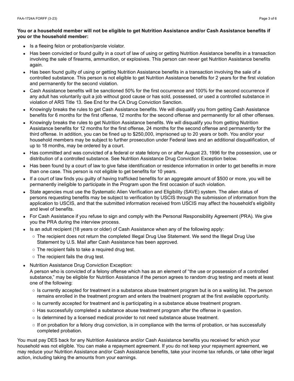 Form FAA-1724A Application Signature Pages - Arizona, Page 3