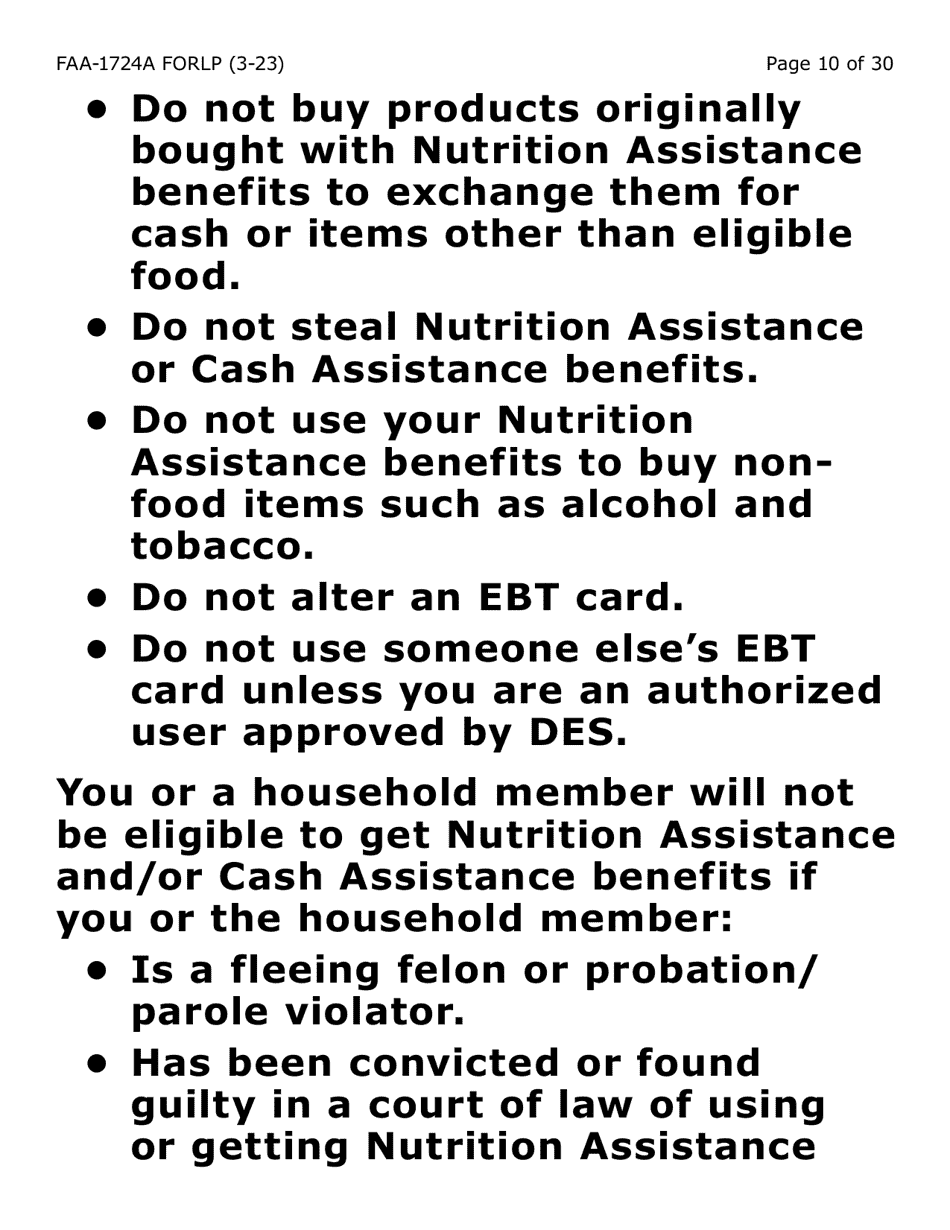 Form FAA-1724A-LP Application Signature Pages (Large Print) - Arizona, Page 10