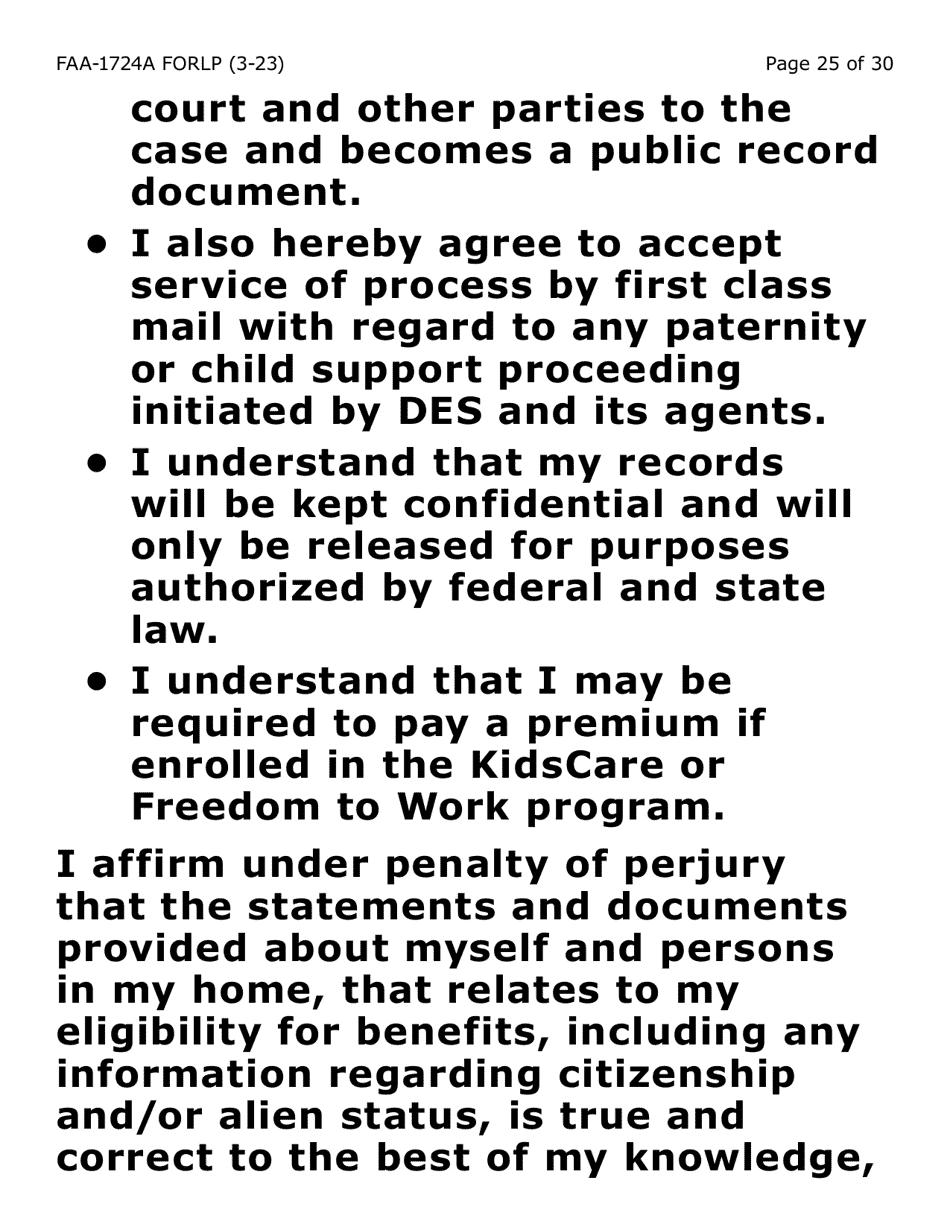 Form FAA-1724A-LP Application Signature Pages (Large Print) - Arizona, Page 25