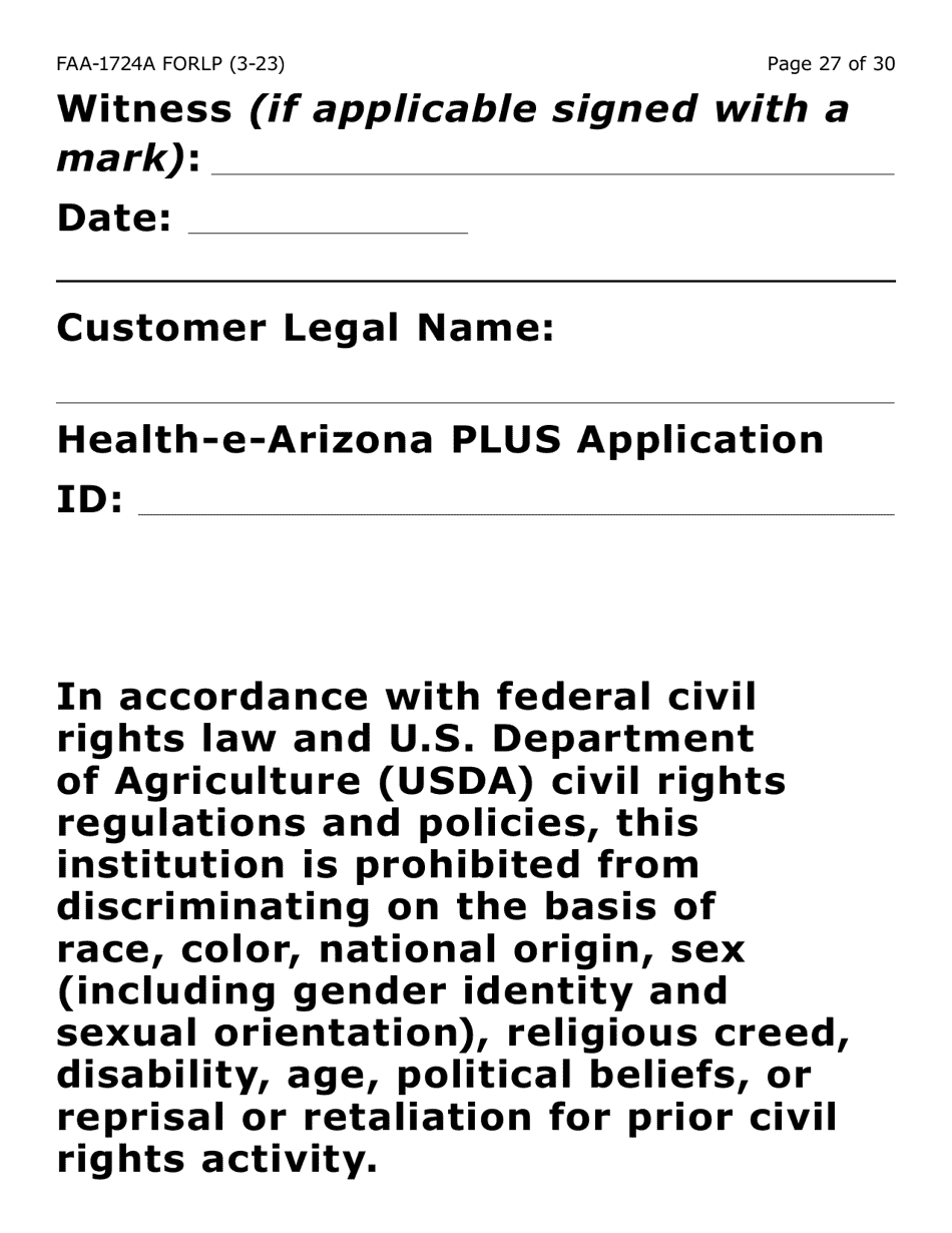Form FAA-1724A-LP Application Signature Pages (Large Print) - Arizona, Page 27
