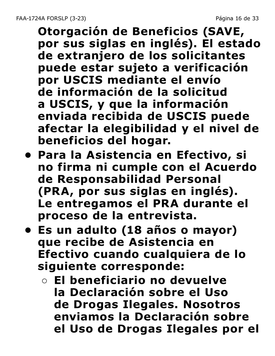 Formulario FAA-1724A-SLP Paginas De Firma De La Solicitud (Letra Grande) - Arizona (Spanish), Page 16