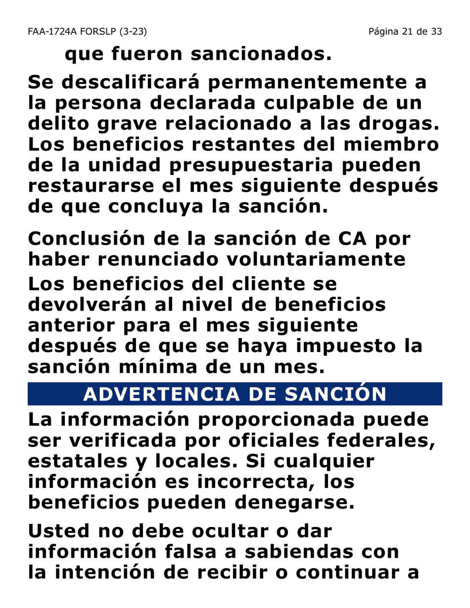 Formulario FAA-1724A-SLP Paginas De Firma De La Solicitud (Letra Grande) - Arizona (Spanish), Page 21