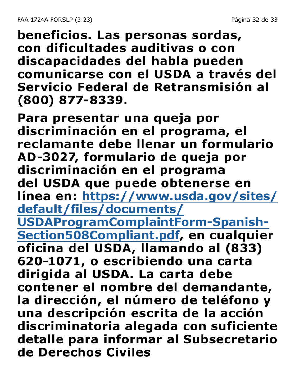Formulario FAA-1724A-SLP Paginas De Firma De La Solicitud (Letra Grande) - Arizona (Spanish), Page 32