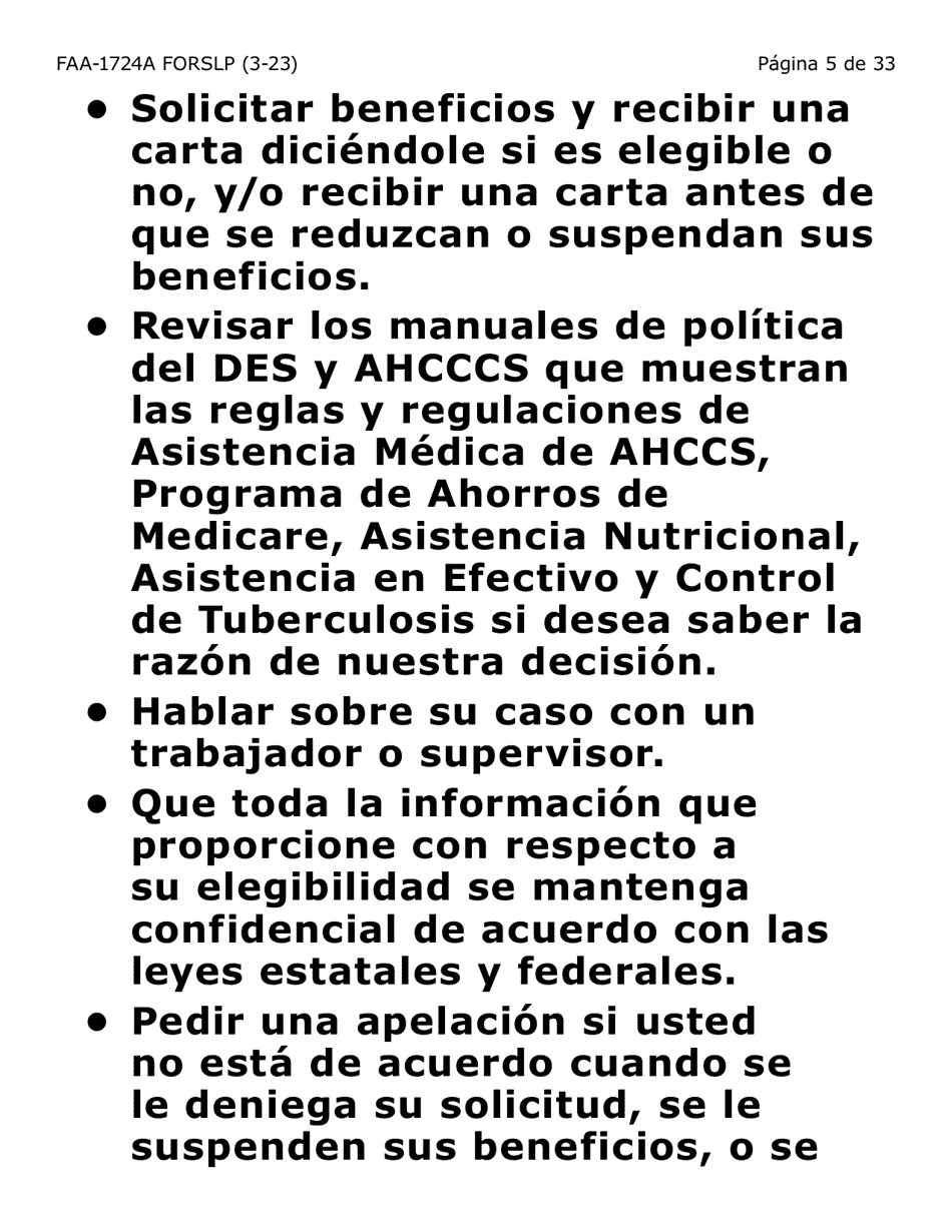 Formulario FAA-1724A-SLP Paginas De Firma De La Solicitud (Letra Grande) - Arizona (Spanish), Page 5