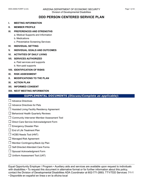 Form DDD-2089A  Printable Pdf