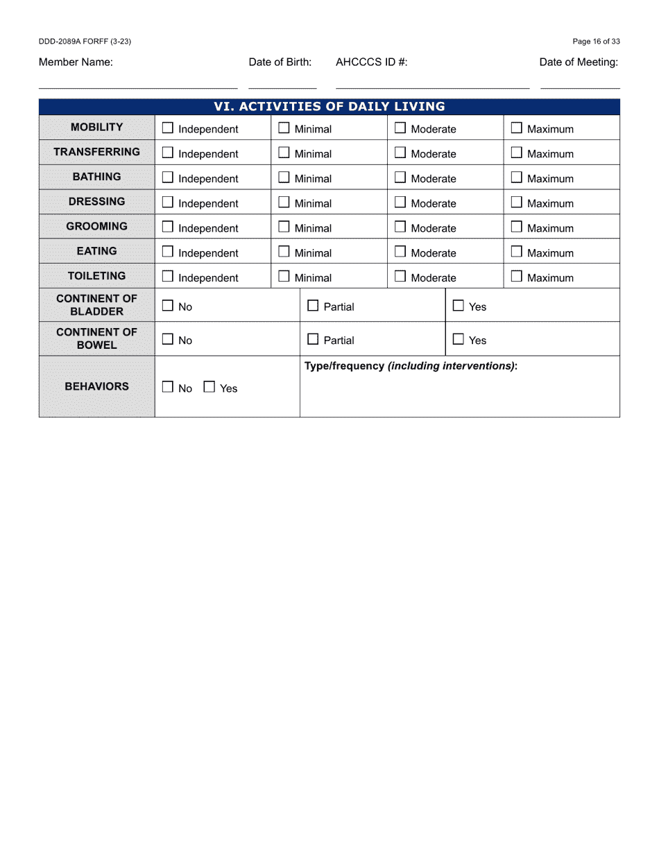 Form DDD-2089A Ddd Person Centered Service Plan - Arizona, Page 16