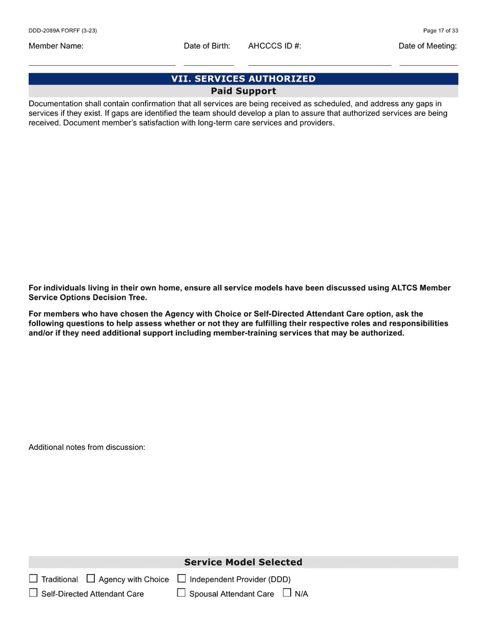 Form DDD-2089A Ddd Person Centered Service Plan - Arizona, Page 17