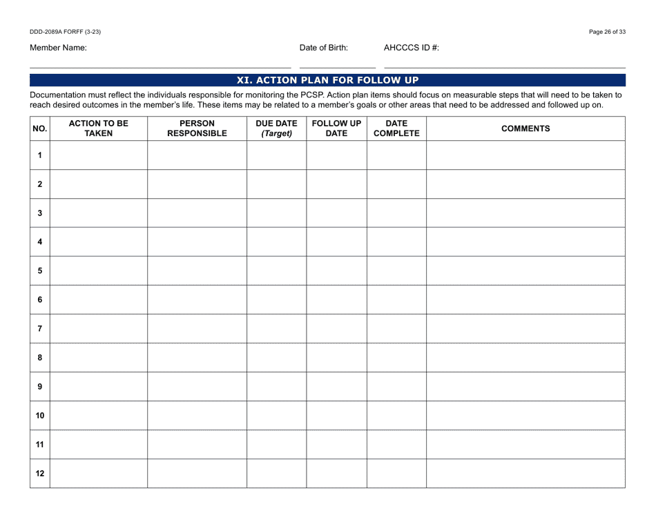 Form DDD-2089A Ddd Person Centered Service Plan - Arizona, Page 26
