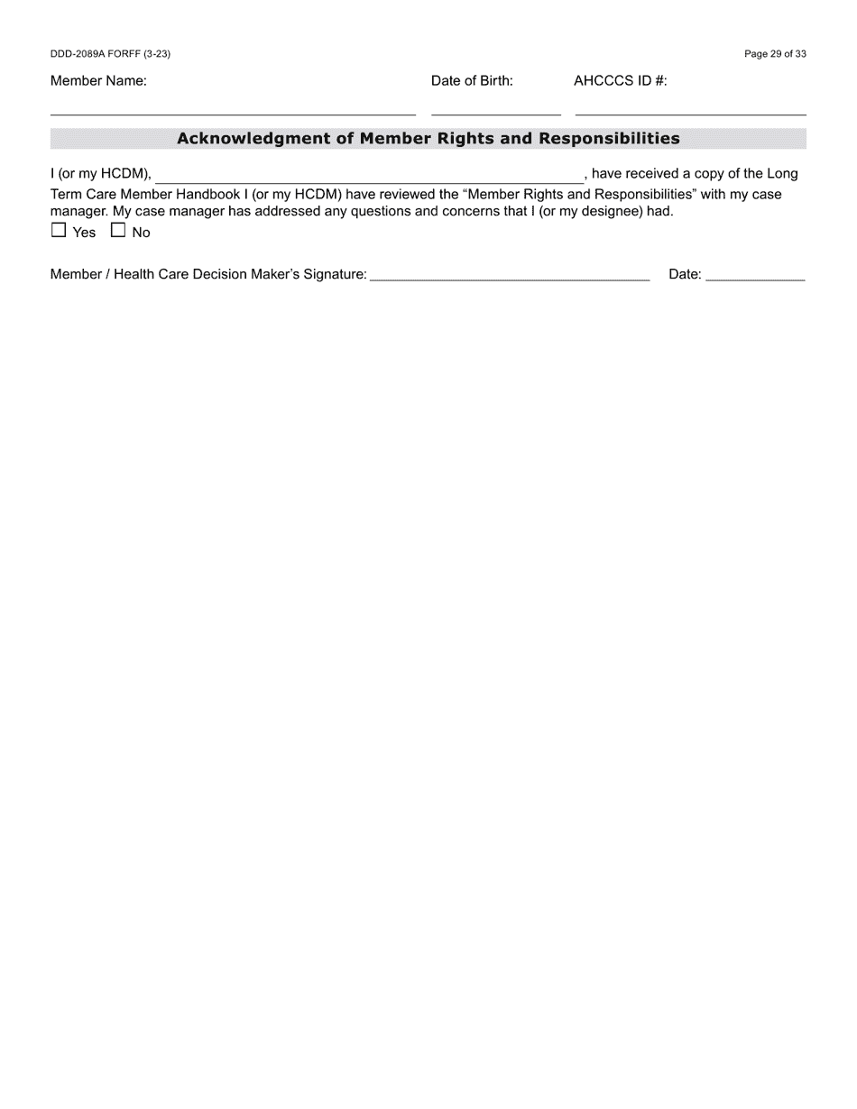 Form DDD-2089A Ddd Person Centered Service Plan - Arizona, Page 29
