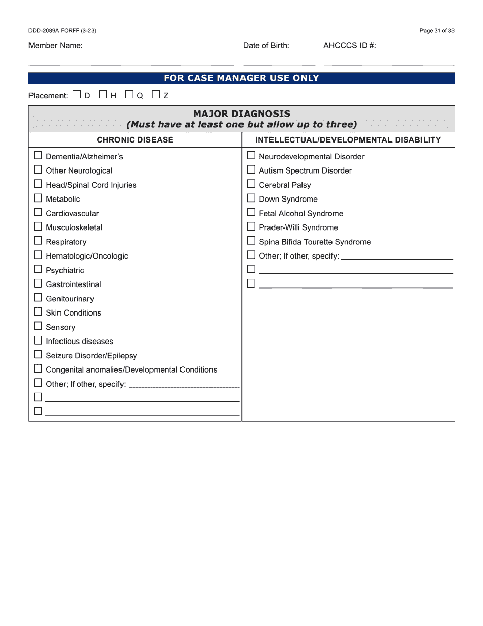 Form DDD-2089A Ddd Person Centered Service Plan - Arizona, Page 31