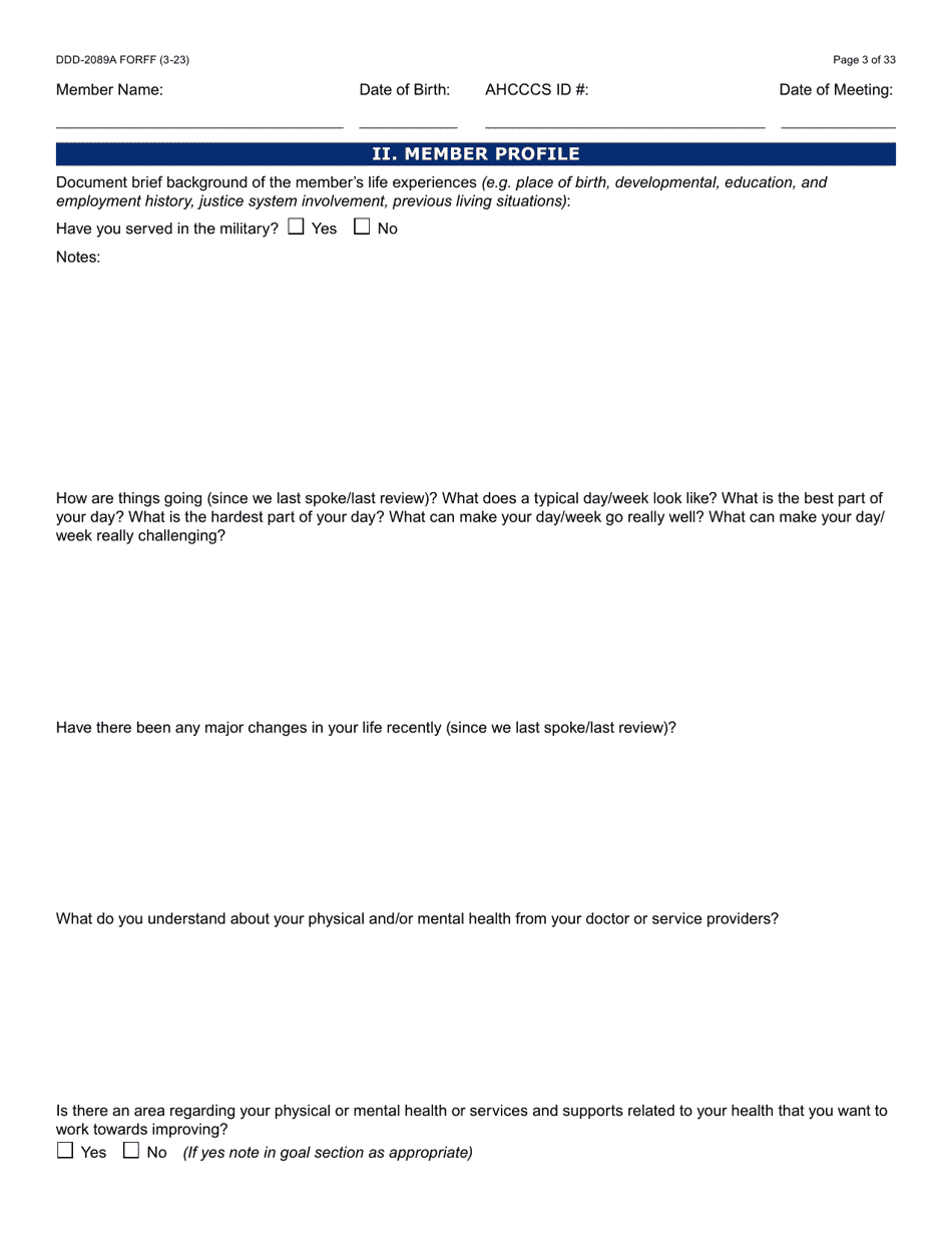 Form DDD-2089A Ddd Person Centered Service Plan - Arizona, Page 3