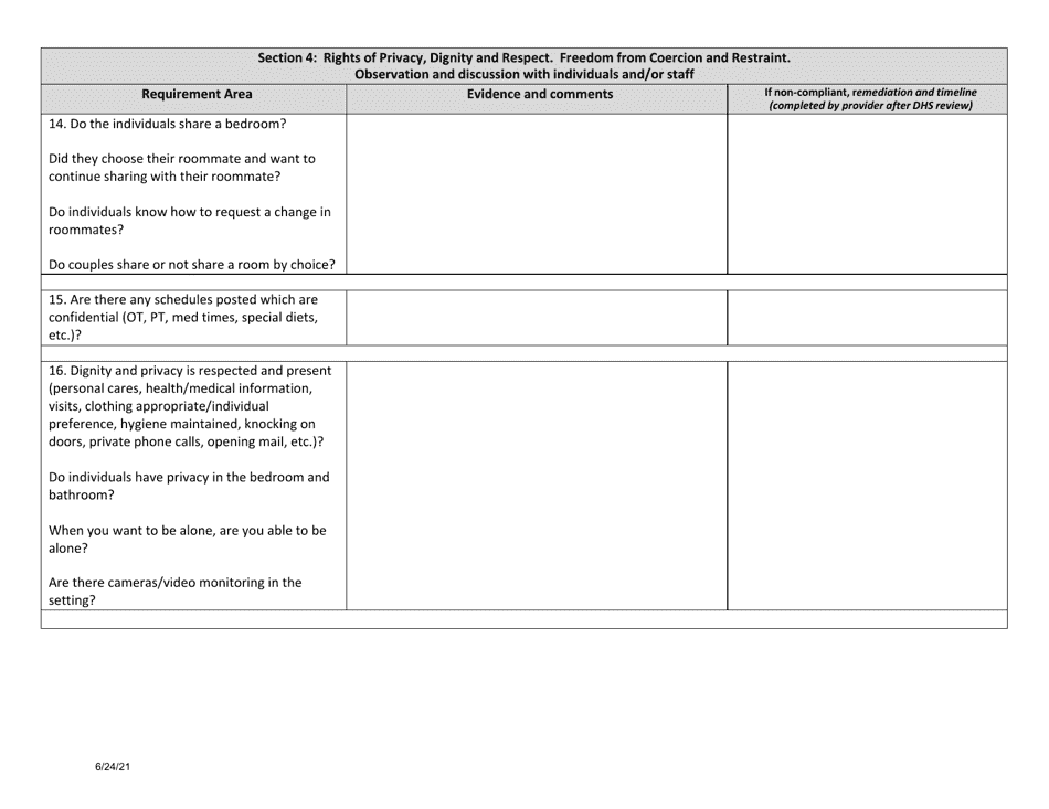 Home and Community Based (Hcb) Setting on-Site Visit Review for Heightened Scrutiny Settings 1915(I) - North Dakota, Page 6