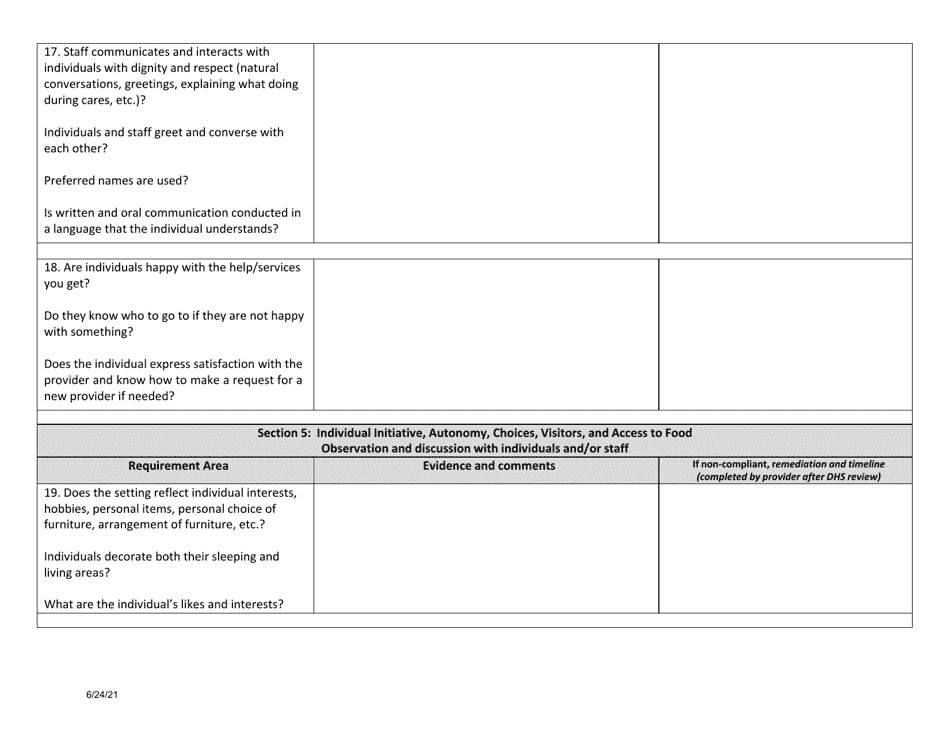 Home and Community Based (Hcb) Setting on-Site Visit Review for Heightened Scrutiny Settings 1915(I) - North Dakota, Page 7