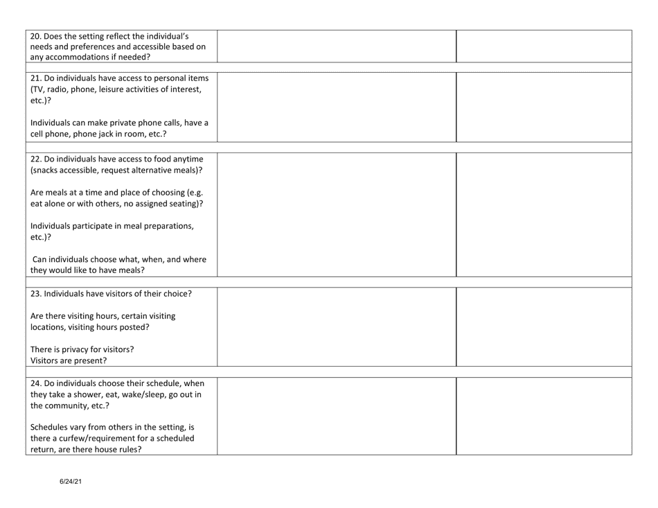 Home and Community Based (Hcb) Setting on-Site Visit Review for Heightened Scrutiny Settings 1915(I) - North Dakota, Page 8