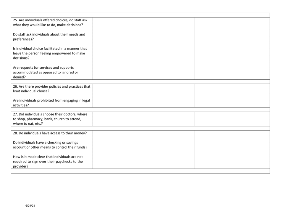Home and Community Based (Hcb) Setting on-Site Visit Review for Heightened Scrutiny Settings 1915(I) - North Dakota, Page 9