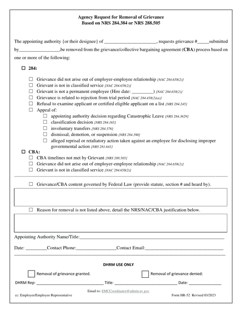 Form HR-52  Printable Pdf