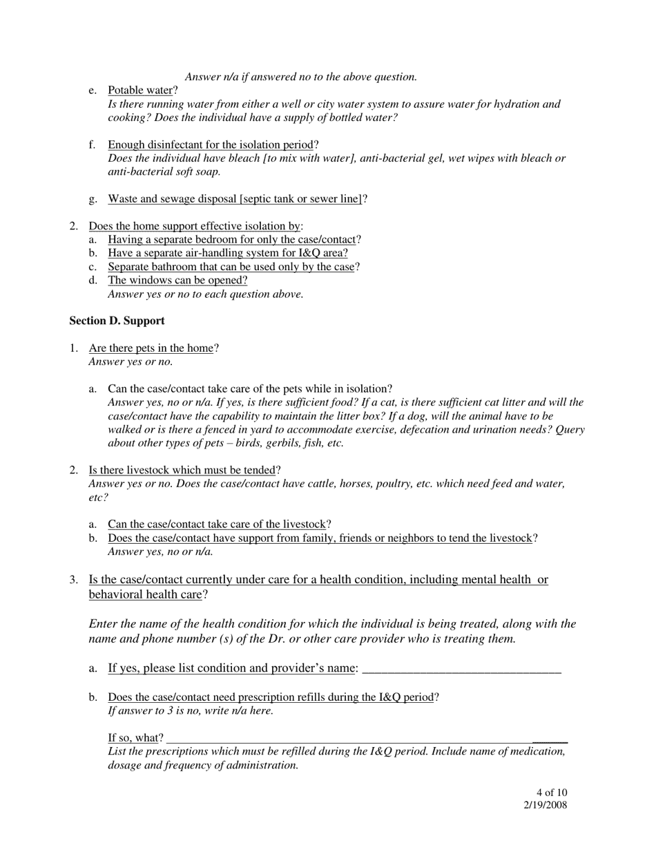 Home Isolation / Quarantine Assessment Tool - North Dakota, Page 4