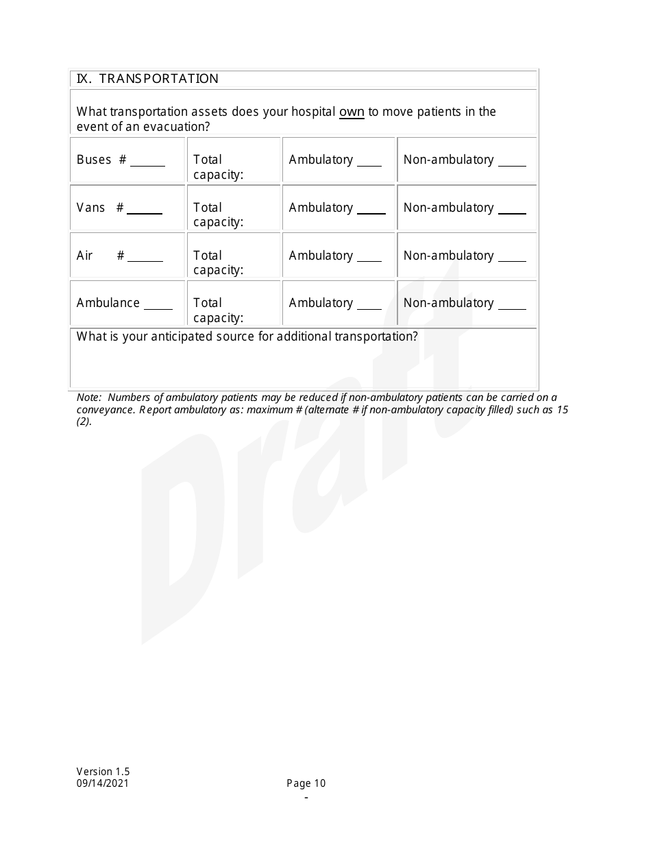 Survey of Hospital Vulnerability and Shelter-In-place Capacity - Draft - North Dakota, Page 10
