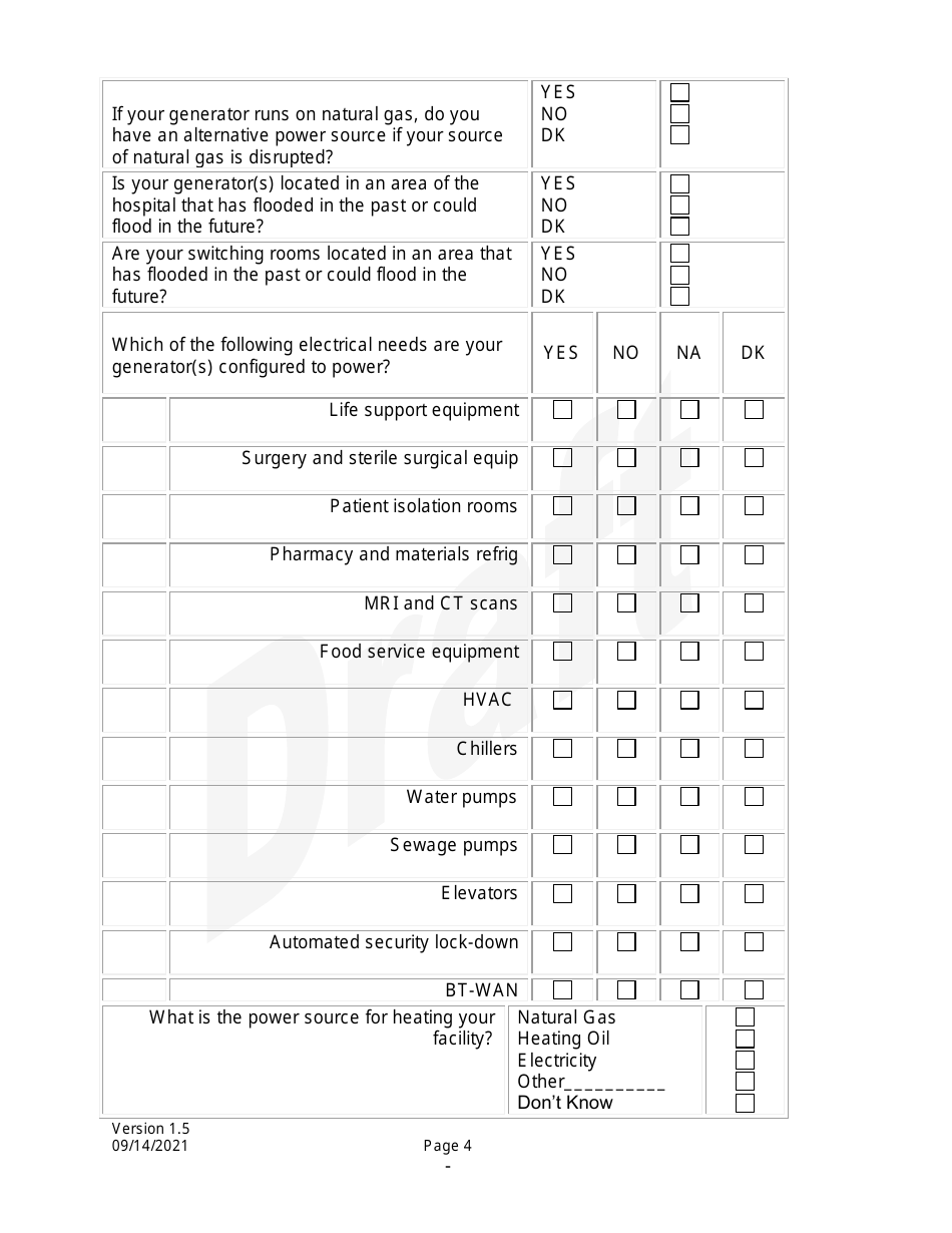 Survey of Hospital Vulnerability and Shelter-In-place Capacity - Draft - North Dakota, Page 4