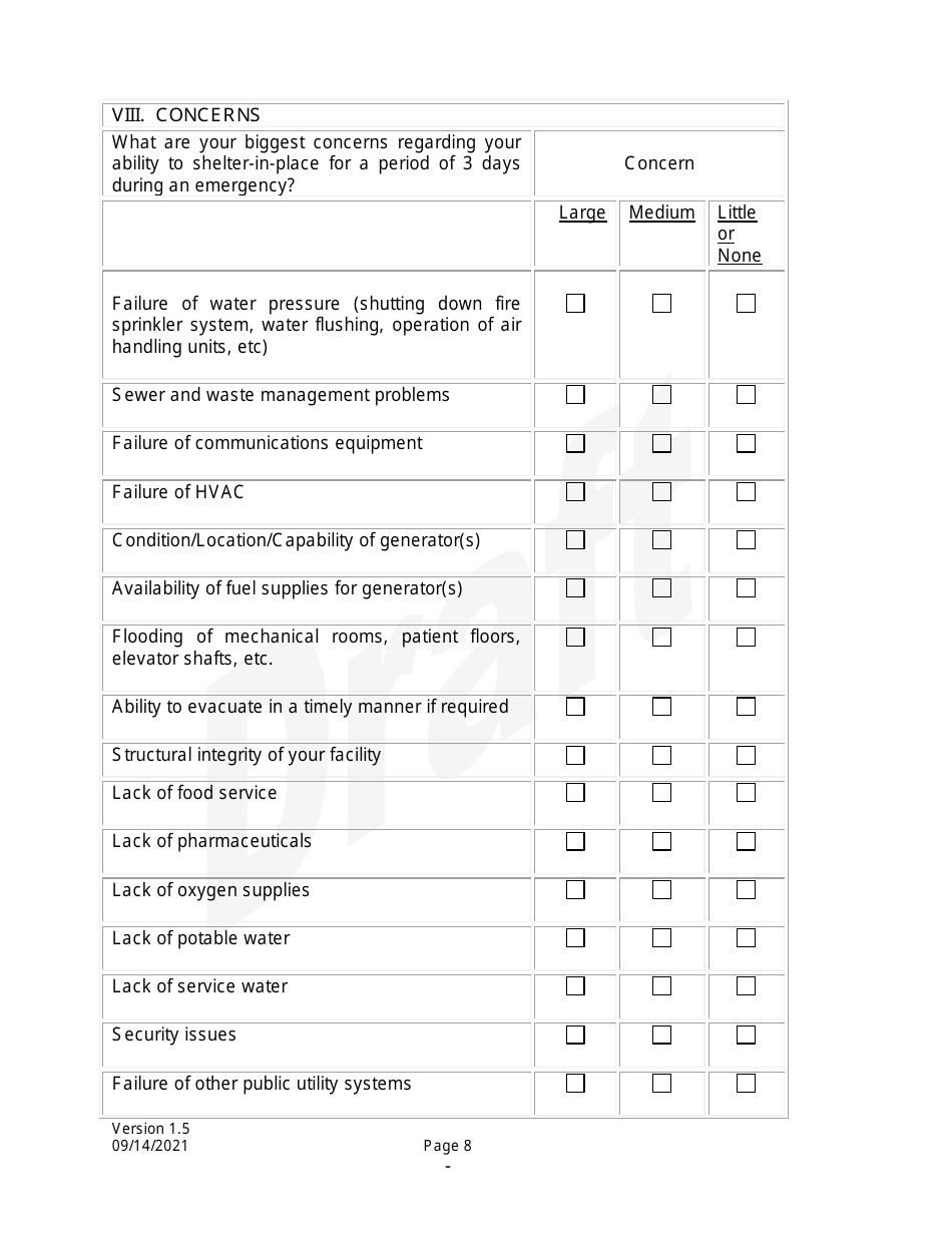 Survey of Hospital Vulnerability and Shelter-In-place Capacity - Draft - North Dakota, Page 8
