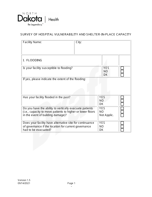 Survey of Hospital Vulnerability and Shelter-In-place Capacity - Draft - North Dakota Download Pdf