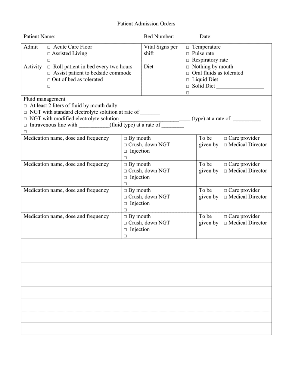 Attachment C Minimum Care Facility Concept of Operations Forms - North Dakota, Page 4