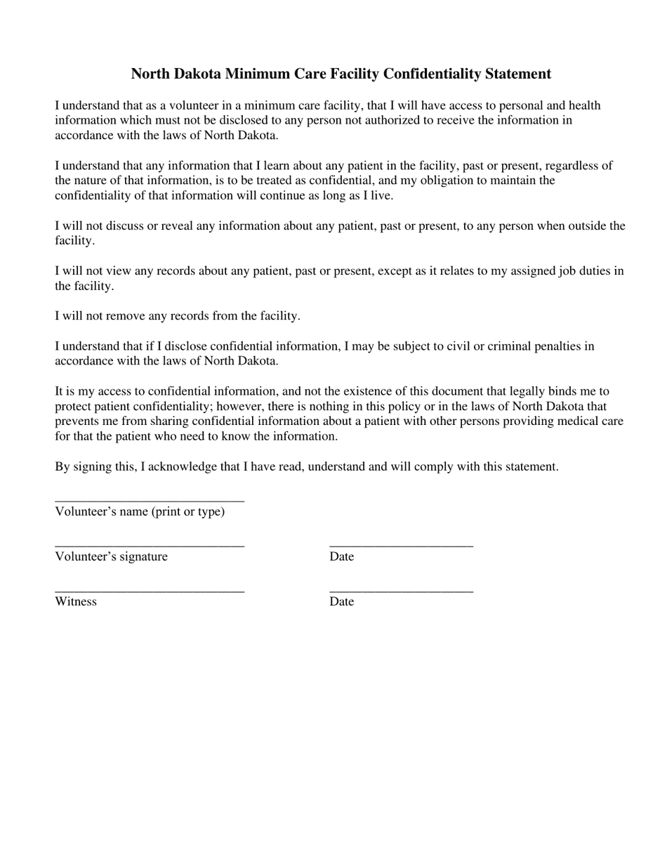 Attachment C Minimum Care Facility Concept of Operations Forms - North Dakota, Page 7